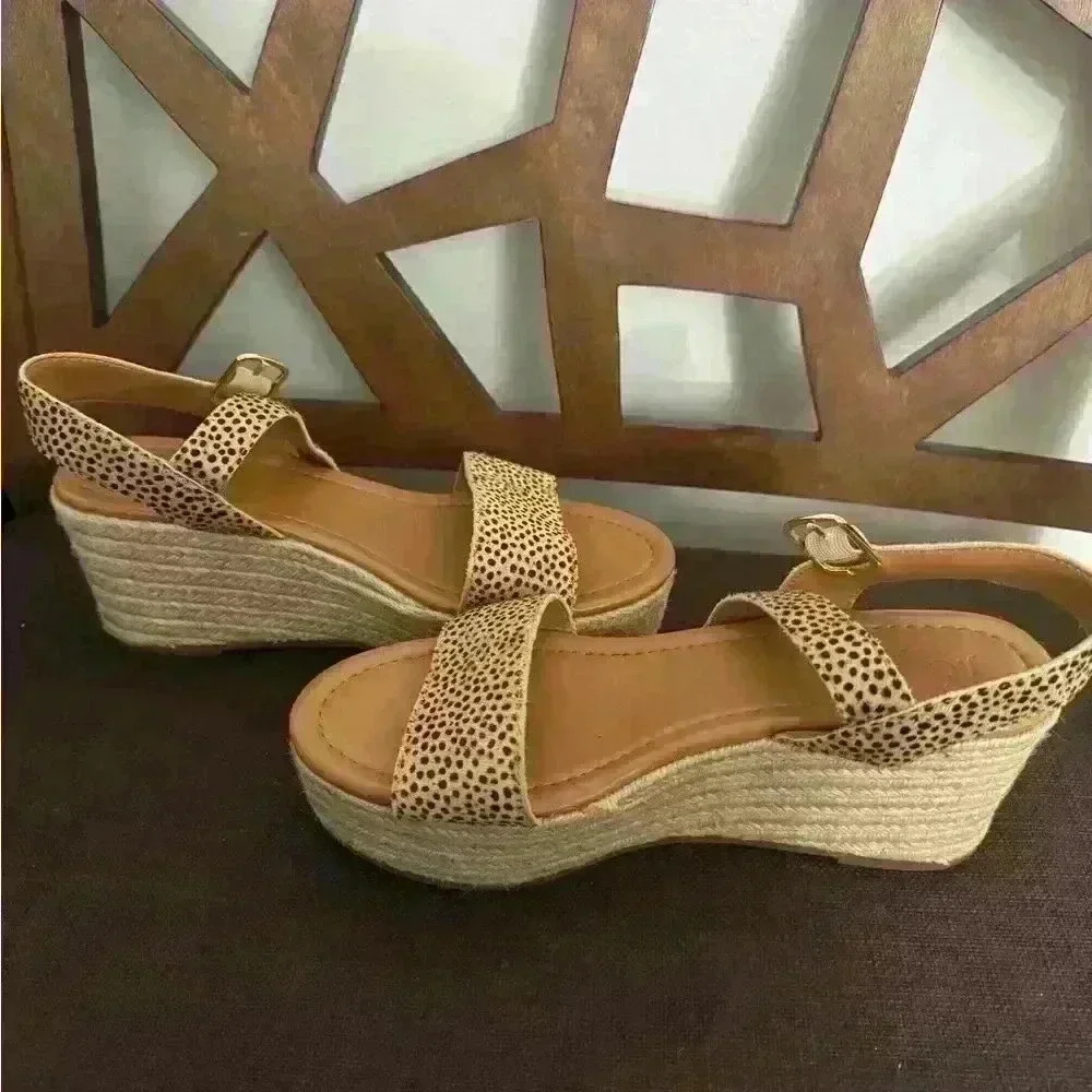 NWT J.Crew Leopard Calfhair Platform Espadrilles